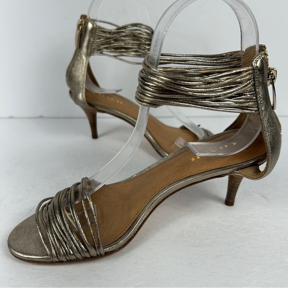 Coach Metallic Silver Strappy Heels - Picture 4 of 9
